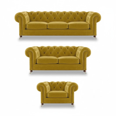 Diseñador 2x Sofás para la sala de estar Sillón Chesterfield Set de lujo Chesterfield