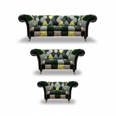 Sala de estar Chesterfield moderna Juego de muebles tapizados Sofá conjunto de 3 piezas 3+2+1