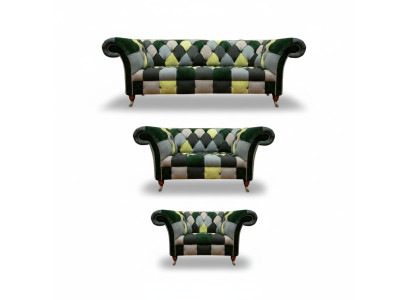 Sala de estar Chesterfield moderna Juego de muebles tapizados Sofá conjunto de 3 piezas 3+2+1