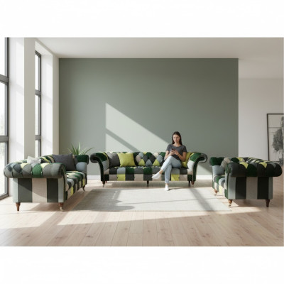 Salón Diseño Moderno Textil 3 piezas Chesterfield Muebles Tapizados Nuevos