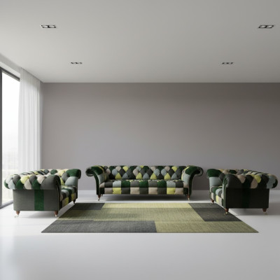 Salón Diseño Moderno Textil 3 piezas Chesterfield Muebles Tapizados Nuevos