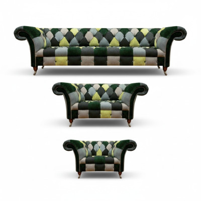Salón Diseño Moderno Textil 3 piezas Chesterfield Muebles Tapizados Nuevos