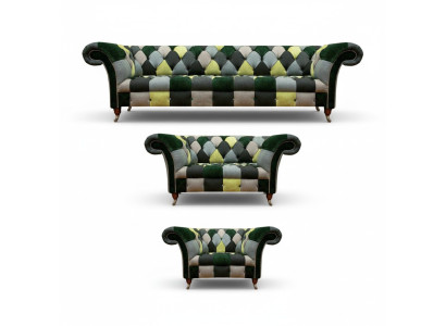 Salón Diseño Moderno Textil 3 piezas Chesterfield Muebles Tapizados Nuevos