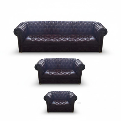 Juego de sofás completo nuevo de cuero 3 piezas muebles tapizados de lujo para sala de estar.