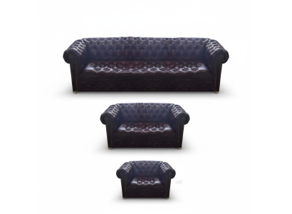 Juego de sofás completo nuevo de cuero 3 piezas muebles tapizados de lujo para sala de estar.