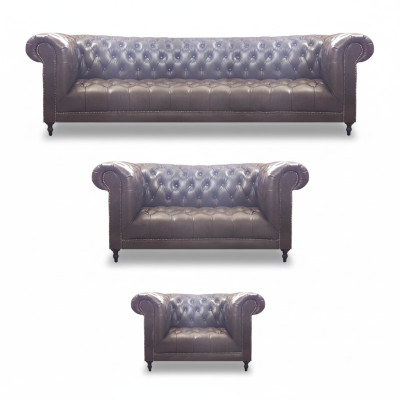 Chesterfield Lujo Completo 3 pieza de sala de estar, juego de sofás, muebles tapizados 4+2+1