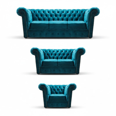 Sofá moderno de tela 2 sillones 2 sofás Chesterfield sala de estar 3+2+1