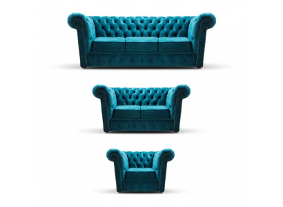 Sofá moderno de tela 2 sillones 2 sofás Chesterfield sala de estar 3+2+1