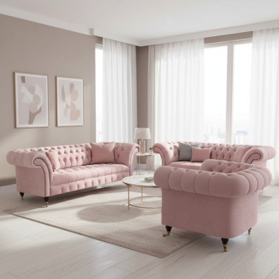 Conjunto completo de lujo para sala de estar nuevo sillones sofás Chesterfield muebles tapizados