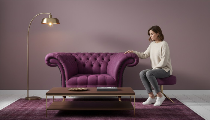 Mobiliario de lujo, sillón, sala de estar, nuevo, asiento, muebles tapizados, Chesterfield.