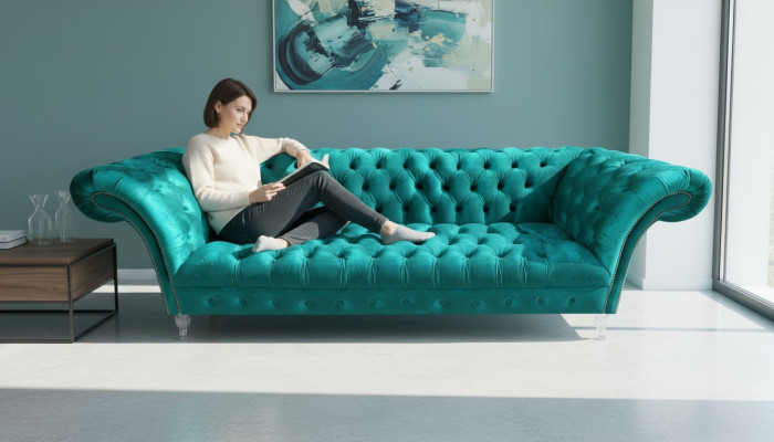 Chesterfield Lujo Moderno Sofá de tres plazas Sofá Diseñador Sala de estar Nuevo