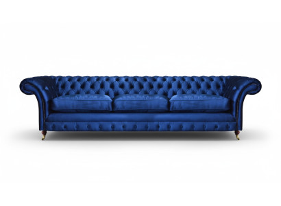 Sofá Chesterfield de tres plazas moderno para amueblar, tela de tapicería.
