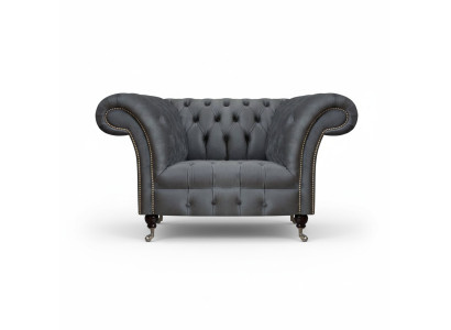 Chesterfield - Sillón moderno gris diseñador Sala de estar Sofisticado sillón reclinable