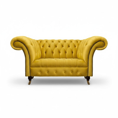 Sofá amarillo Chesterfield para salón, sofás tapizados de diseñador de dos plazas.