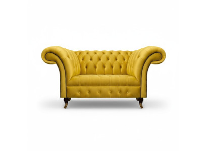 Sofá amarillo Chesterfield para salón, sofás tapizados de diseñador de dos plazas.