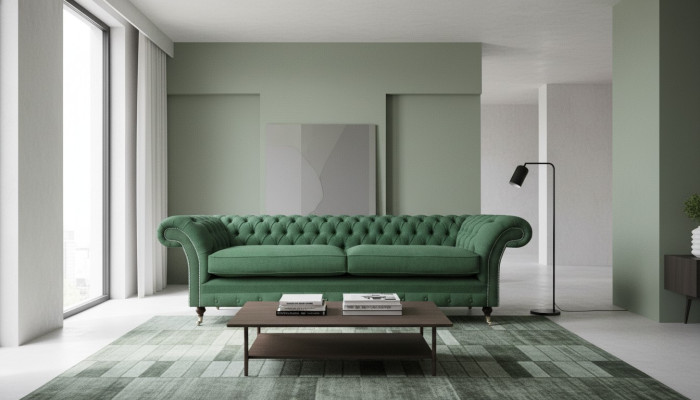 Chesterfield Sofá de dos plazas verde Sala de estar Sofá de dos plazas de lujo Muebles