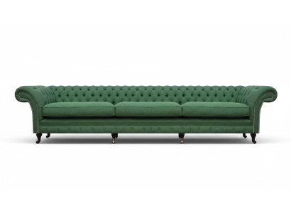 Sofá Chesterfield verde oscuro tapizado moderno de 3 plazas de lujo.