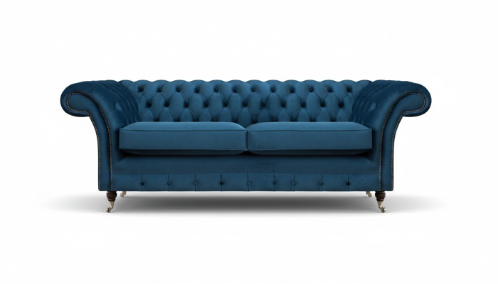 Sofás Chesterfield de lujo para la sala de estar azul, sofás diseñados de dos plazas.