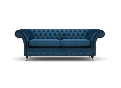 Sofás Chesterfield de lujo para la sala de estar azul, sofás diseñados de dos plazas.