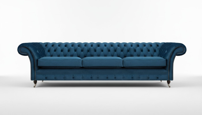 Sofá tapizado Chesterfield azul Sofás de tela modernos Muebles de sala de estar