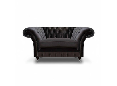 Silla tapizada Chesterfield negra de lujo, mueble de asiento moderno de 1 plaza.