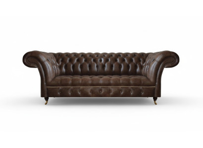 Sofá de cuero Chesterfield marrón para la sala de estar del diseñador Sofás Muebles robustos