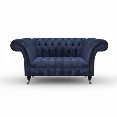 Sofá tapizado Chesterfield azul para la sala de estar, de 2 plazas, muebles de lujo y de alta calidad.