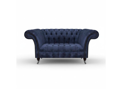 Sofá tapizado Chesterfield azul para la sala de estar, de 2 plazas, muebles de lujo y de alta calidad.