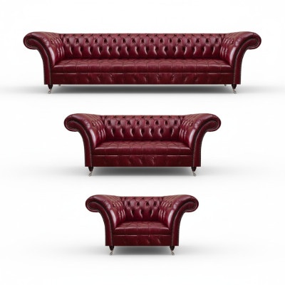Sofá de cuero Chesterfield color rojo oscuro, sofás de cuero de diseñador, sofás-cama.