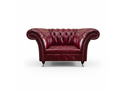 Chesterfield Sillón de salón rojo de diseñador de cuero de un asiento