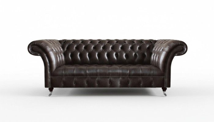 Chesterfield Muebles de cuero Sofá de lujo de tres plazas Sofás elegantes de salón