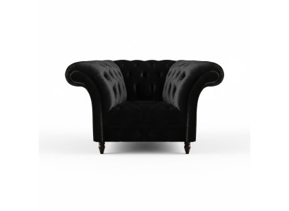 Chesterfield - Sillón de cuero negro, mobiliario tapizado, sala de estar, 1 plaza, nuevo.