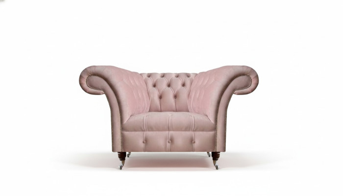 Chesterfield rosa sillón de diseñador de sala de estar de una plaza