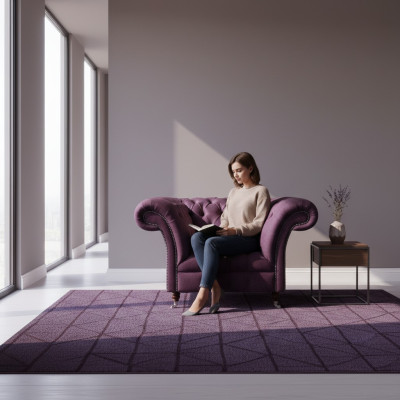 Chesterfield Sillón Púrpura Sala de estar Individual Diseñador Sillón de lujo