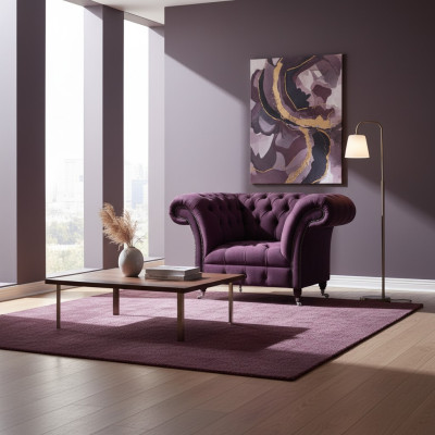 Chesterfield Sillón Púrpura Sala de estar Individual Diseñador Sillón de lujo