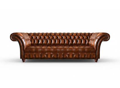 Sofá de cuero Chesterfield, sofá de vinilo marrón, diseñador, muebles de asiento elegantes.