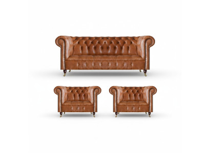 Chesterfield muebles de asiento Sofás marrones de una plaza Mobiliario de salón