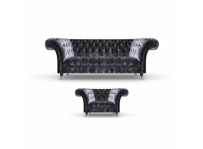 Chesterfield muebles tapizados del salón de tela de tres plazas, elegante sillón de 2 piezas.