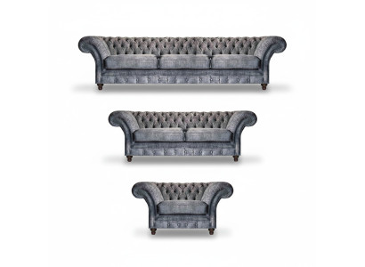 Chesterfield Conjunto de telas grises para el salón Sofás de diseño Sofás