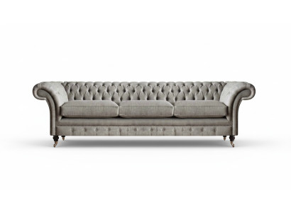 Chesterfield sofás de tres plazas grises para la sala de estar, sofás tapizados de diseñador.