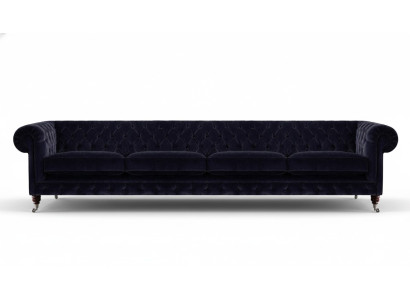 Sofá de 4 plazas Chesterfield azul oscuro para sala de estar, muebles tapizados.