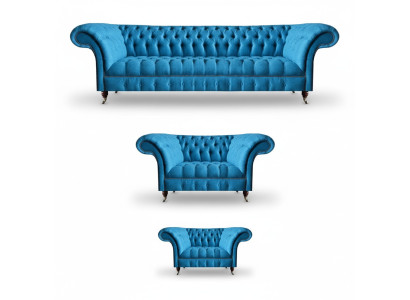 Cielo azul Chesterfield Set de asientos lujosos Sofás de diseñador.
