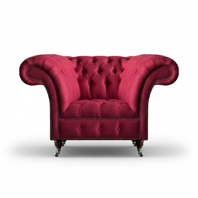 Sillón Chesterfield rosa, mueble de diseño de lujo, asiento de tela para la sala de estar.