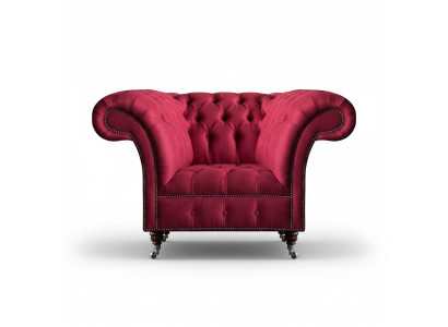 Sillón Chesterfield rosa, mueble de diseño de lujo, asiento de tela para la sala de estar.