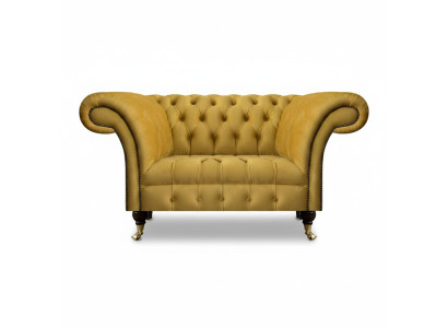 Sofá de dos plazas Chesterfield de diseñador, sofá de lujo amarillo para la sala de estar.