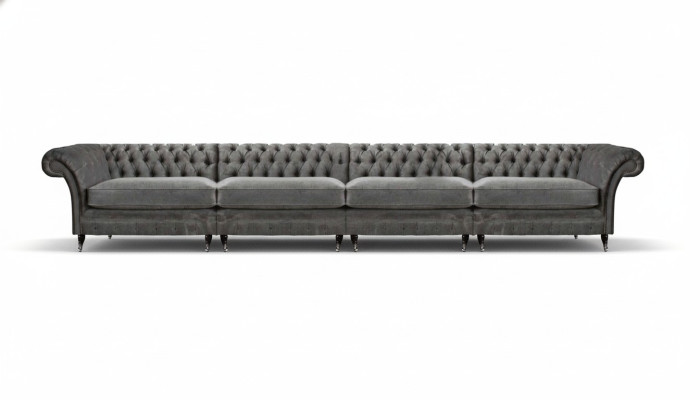 Sofá de diseñador Chesterfield para salón de lujo, 4 plazas.