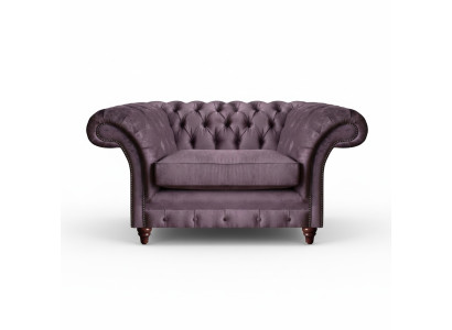 Chesterfield sillón morado de una plaza para sala de estar en textil.