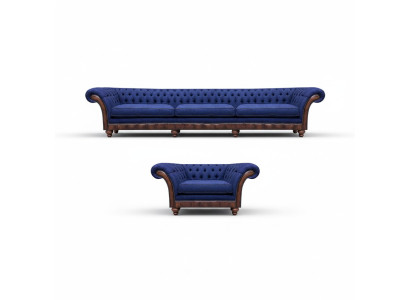 Muebles tapizados Chesterfield azules diseñador sofá de 3 plazas silla tapizada de 2 piezas