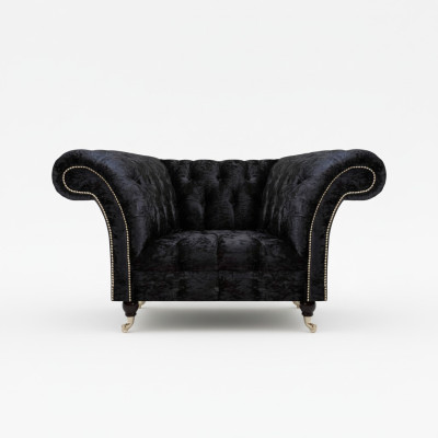Chesterfield - Sillón de un asiento negro con lujo de respaldo.