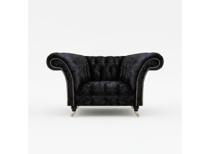 Chesterfield - Sillón de un asiento negro con lujo de respaldo.